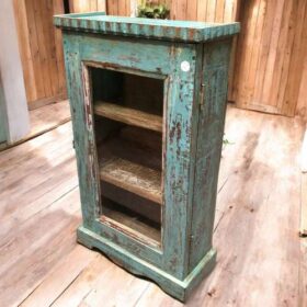 kh27 44 j indian furniture cabinet 2 shelf blue right