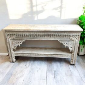 kh27 204 indian furniture whitewash console table front