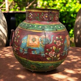 kh27 205 indian furniture hand painted old water pot side