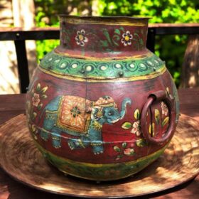 kh27 205 indian furniture hand painted old water pot back